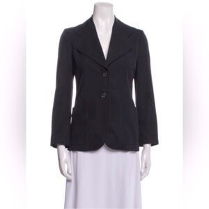 PRADA Vintage Navy Blue Virgin Wool Slim Fit Button Closure Blazer Size IT42